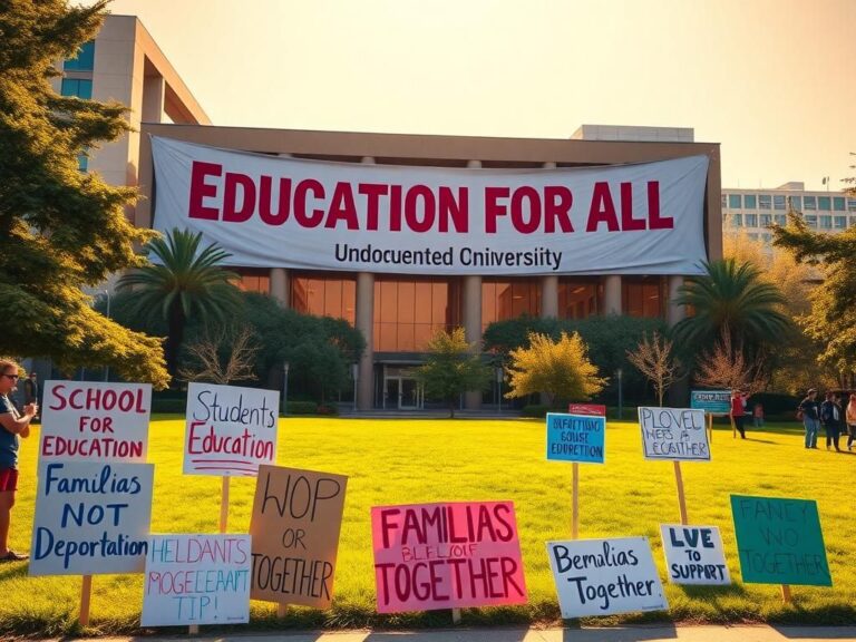 Flick International Vibrant protest scene at University of California San Diego with a banner for inclusivity