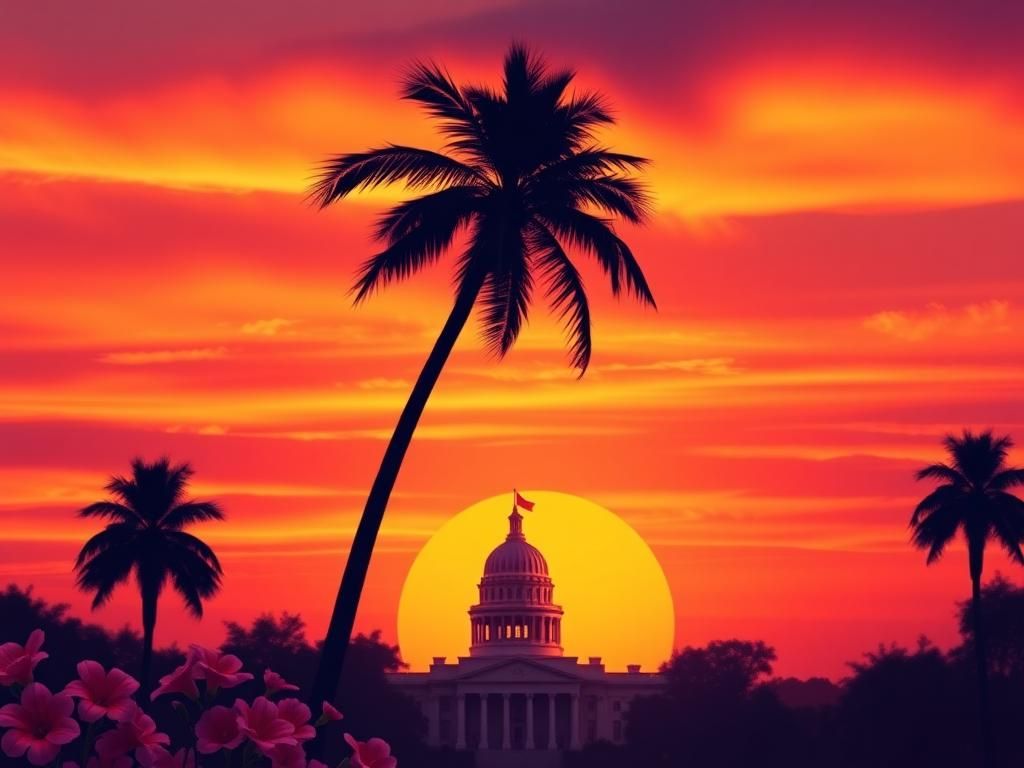 Flick International Vibrant sunset over the Florida State Capitol building symbolizing political ambition