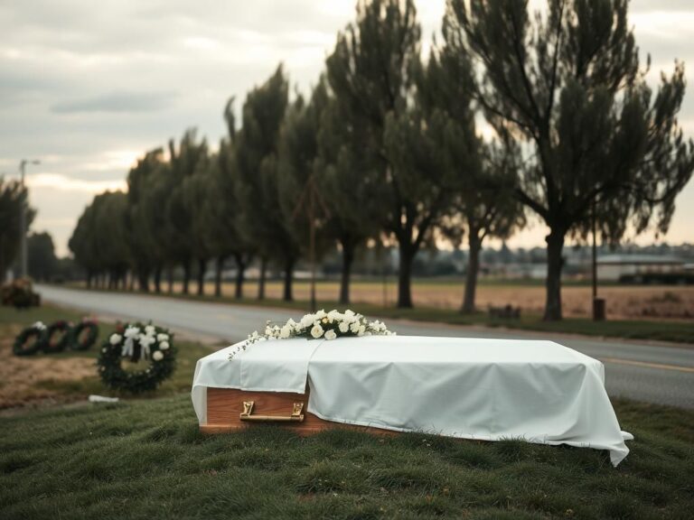 Flick International A somber funeral scene in Rishon Lezion, Israel, with a wooden coffin and mourning wreaths.