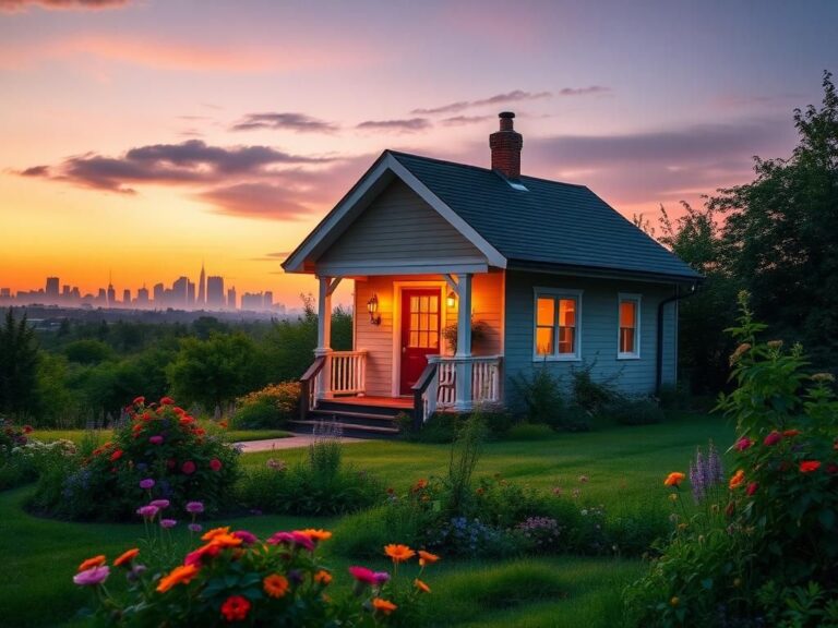 Flick International Serene twilight scene of a beautifully restored house surrounded by nature.