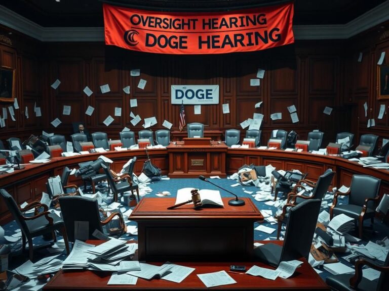 Flick International Chaotic House Oversight Committee room during DOGE hearing