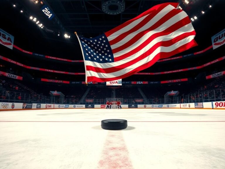 Flick International Hockey rink scene with American flag symbolizing national pride