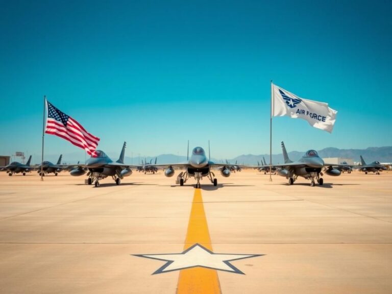 Flick International Formation of F-16 fighter jets on the tarmac at Luke Air Force Base, Arizona