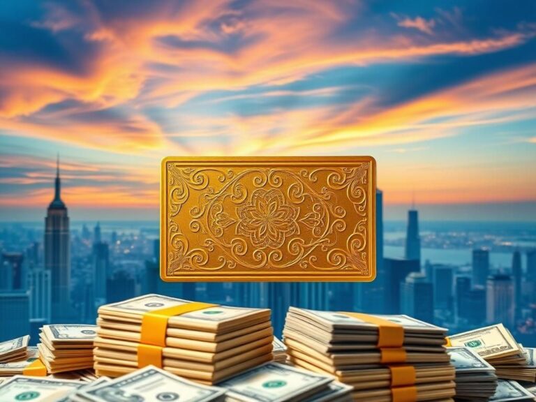 Flick International Luxurious gold card against American skyline backdrop