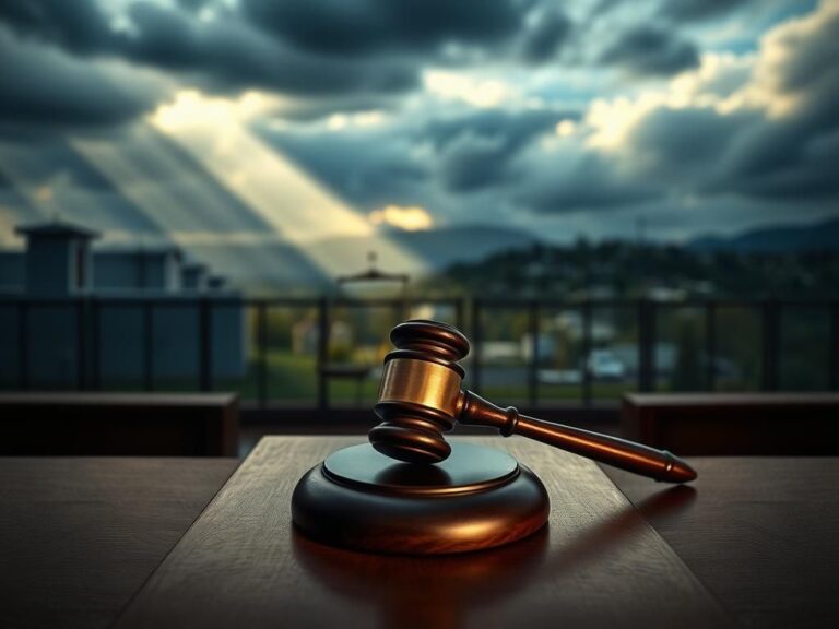 Flick International Dramatic California landscape with courtroom gavel symbolizing justice