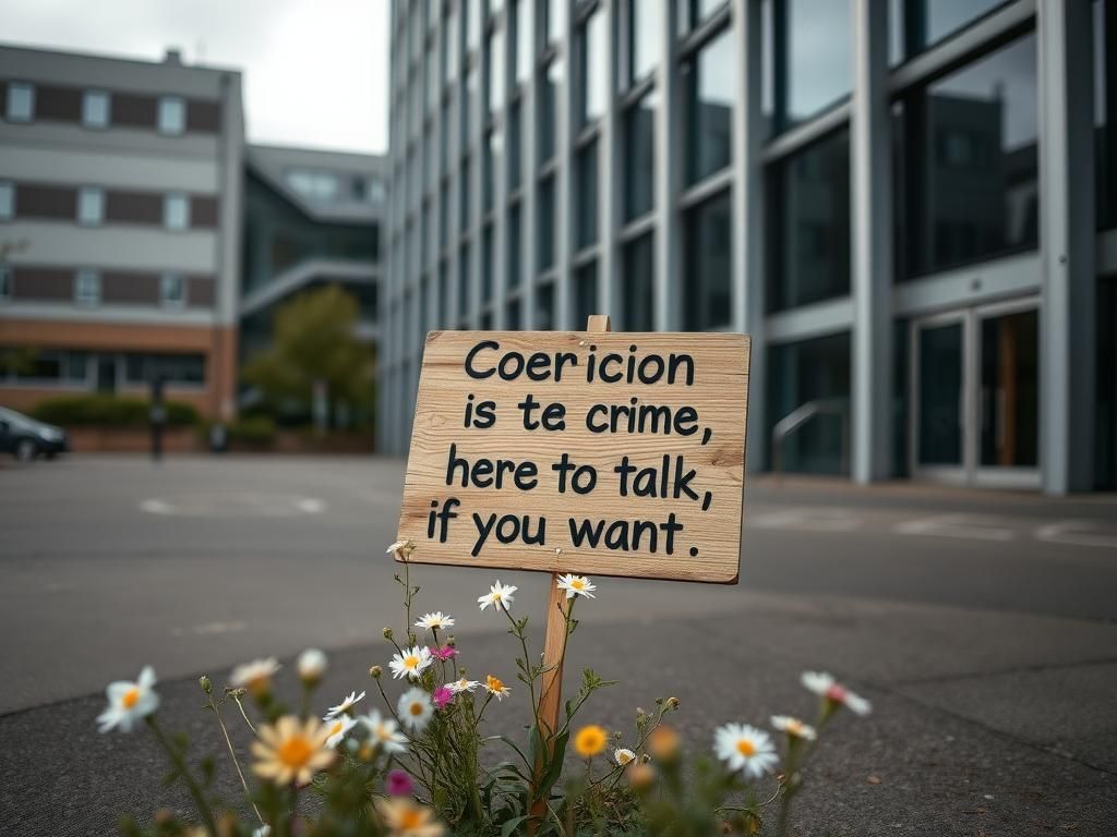 Flick International A weathered wooden sign offering conversation outside a Scottish hospital performing abortions