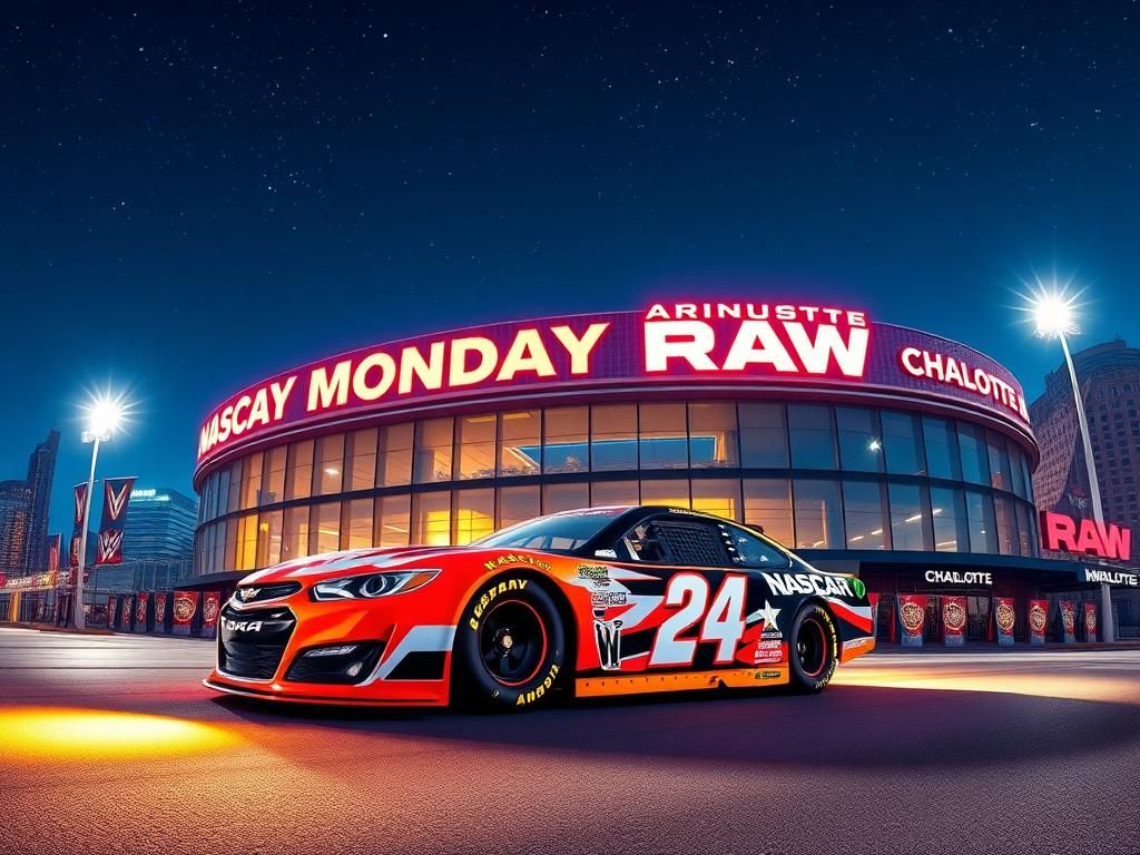 Flick International NASCAR No. 24 car in front of WWE arena