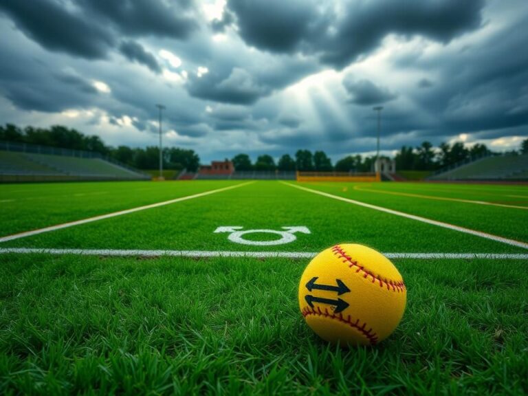 Flick International Empty high school track with a worn tennis ball symbolizing sports debate