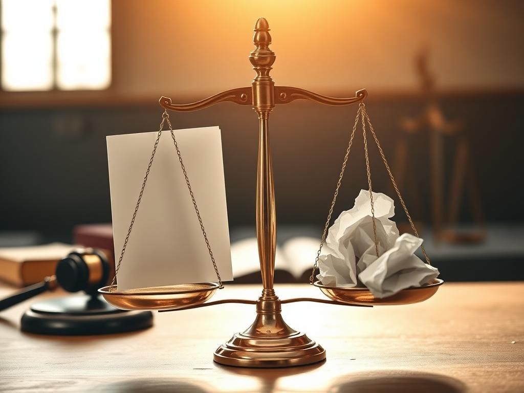 Flick International Close-up view of a balanced scale representing justice in a courtroom setting