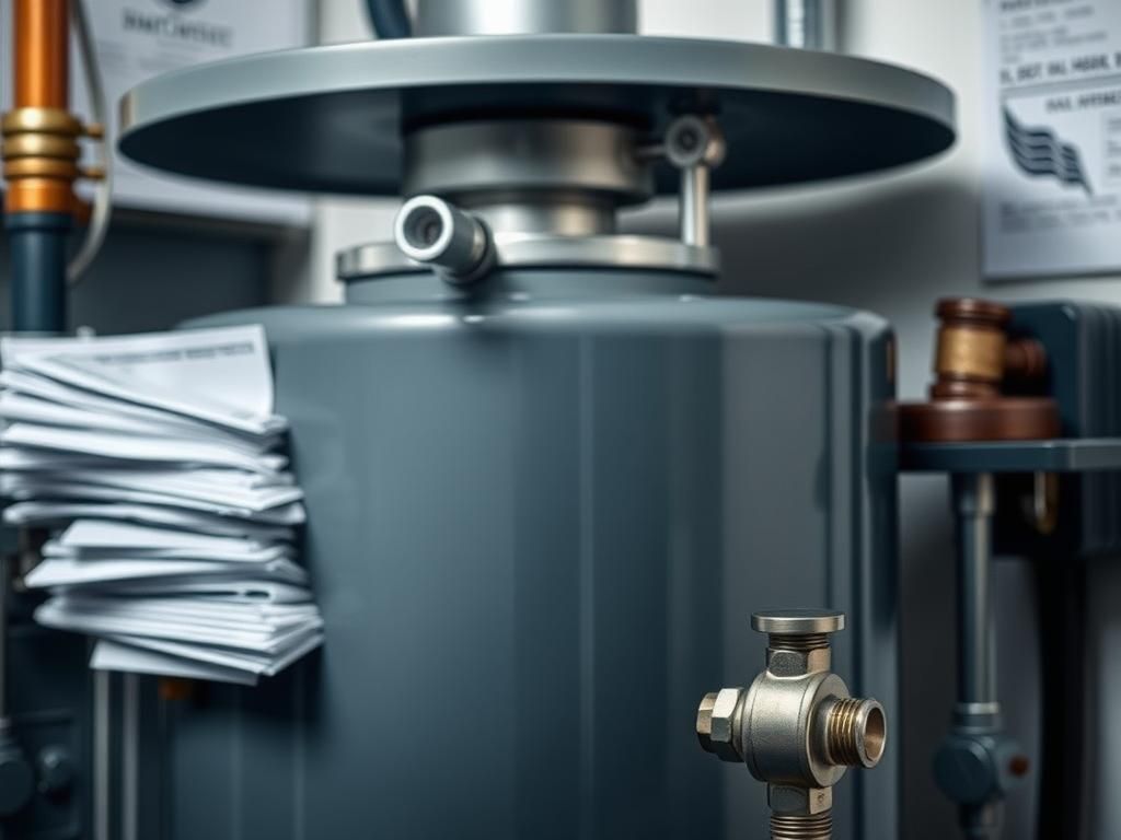 Flick International Close-up of a sleek natural-gas-fired water heater in a clean utility room