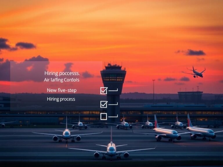 Flick International Aerial view of an airport control tower with airplanes on the runway at sunset