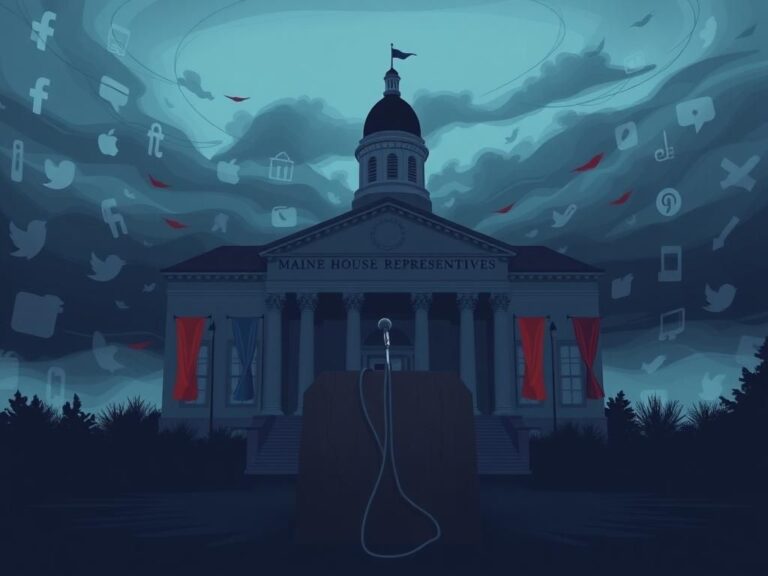 Flick International Digital illustration of the Maine House of Representatives building against a stormy sky