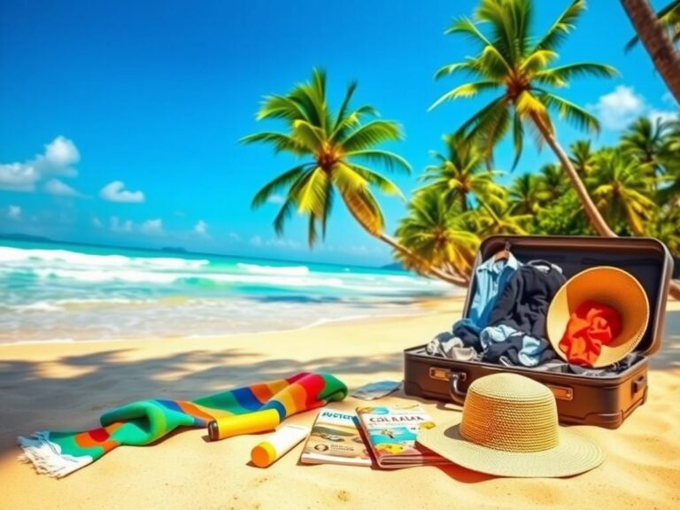 Flick International Vibrant Costa Rican beach scene with travel items