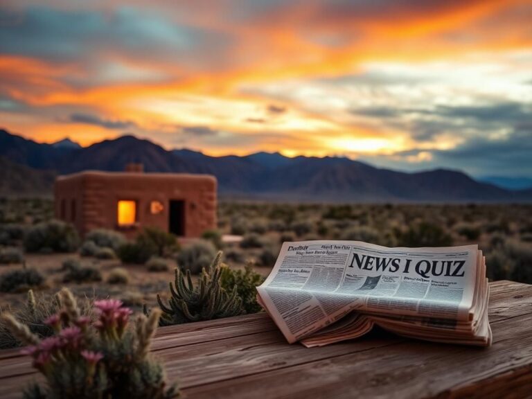 Flick International Serene desert landscape at dusk in New Mexico with adobe home