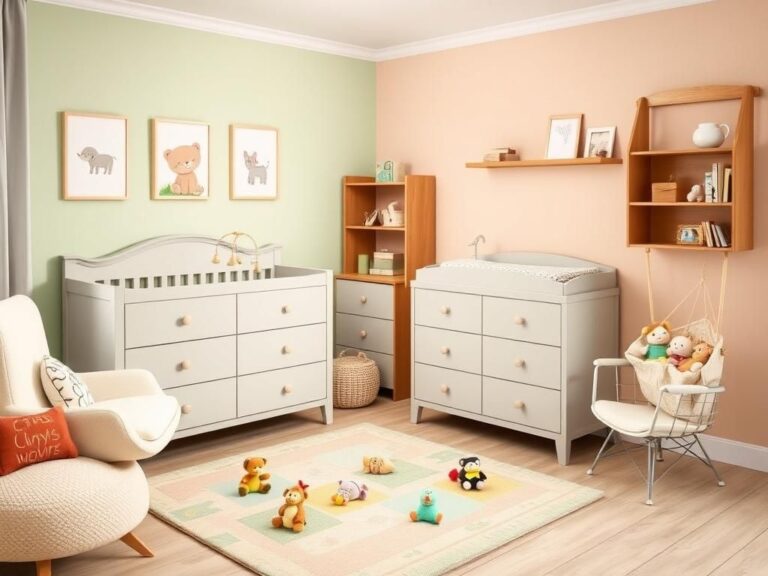 Flick International Cozy modern nursery with a crib and stylish furniture