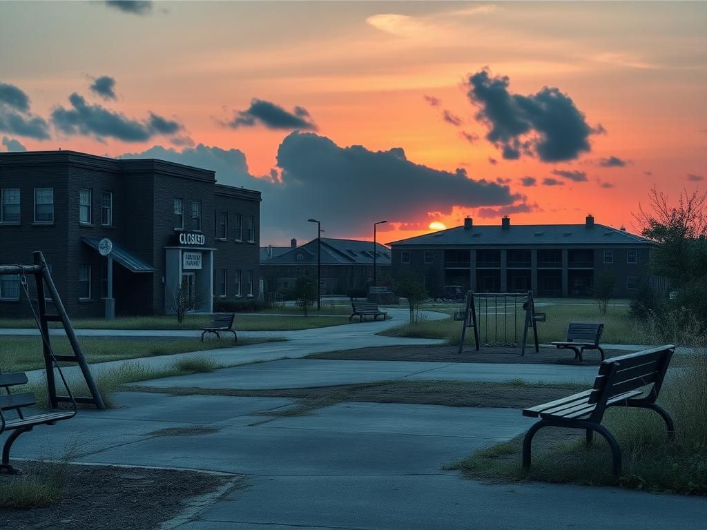 Flick International Abandoned hospital with closed sign symbolizes Medicaid cuts impact