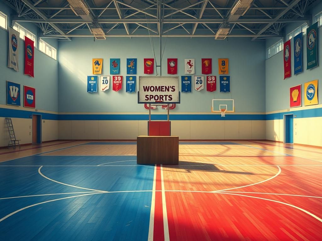 Flick International Dynamic basketball court symbolizing the debate on trans athletes in women's sports