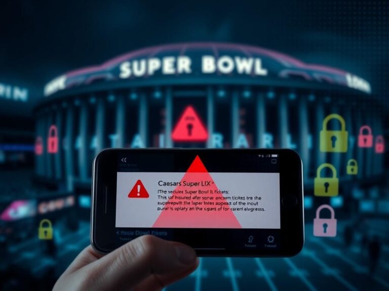 Flick International Smartphone screen displaying a phishing message about Super Bowl tickets