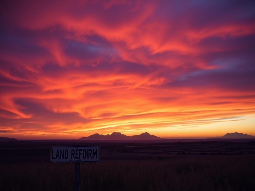 Flick International Dramatic twilight landscape of South Africa showcasing vast fields and farmland