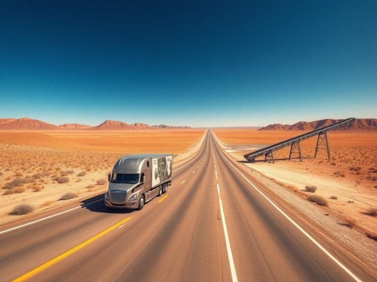 Flick International Futuristic driverless semi-truck on a Texas highway