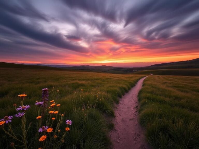 Flick International Serenity in a vast meadow under a dramatic dusk sky