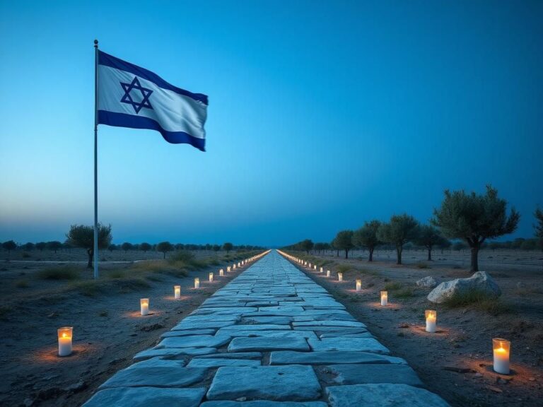 Flick International An empty Israeli flag fluttering against a blue sky symbolizing hope.