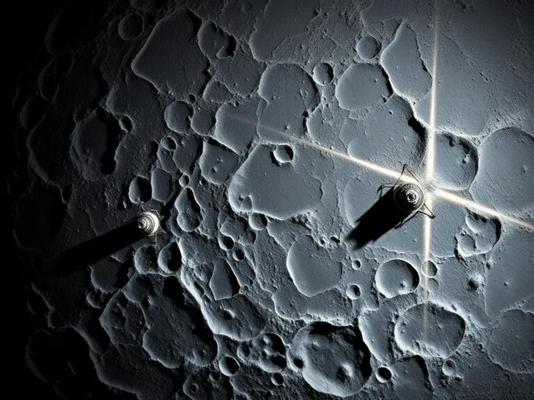 Flick International Aerial view of Apollo 11 and Apollo 12 lunar modules on the Moon's surface