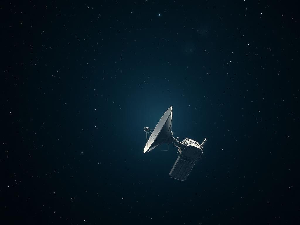 Flick International Detailed representation of the Voyager 1 spacecraft in interstellar space with its antenna pointed towards Earth