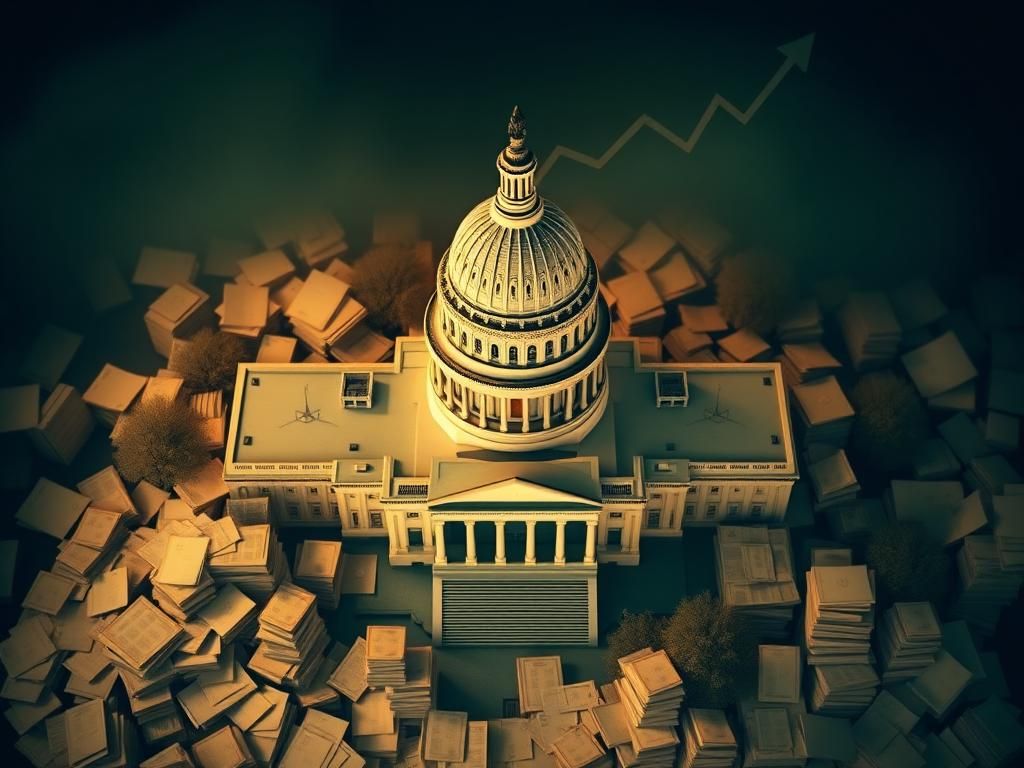 Flick International Overhead view of the U.S. Capitol building with budget documents