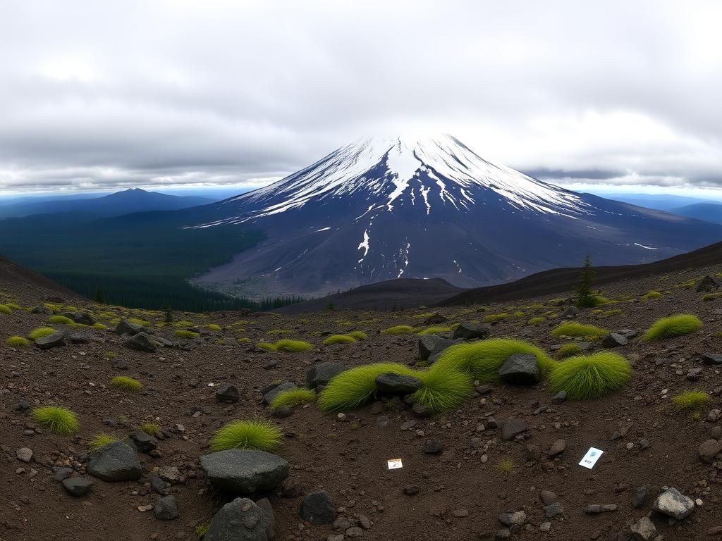 Flick International Panoramic view of Mount Adams highlighting volcanic features and seismic activity