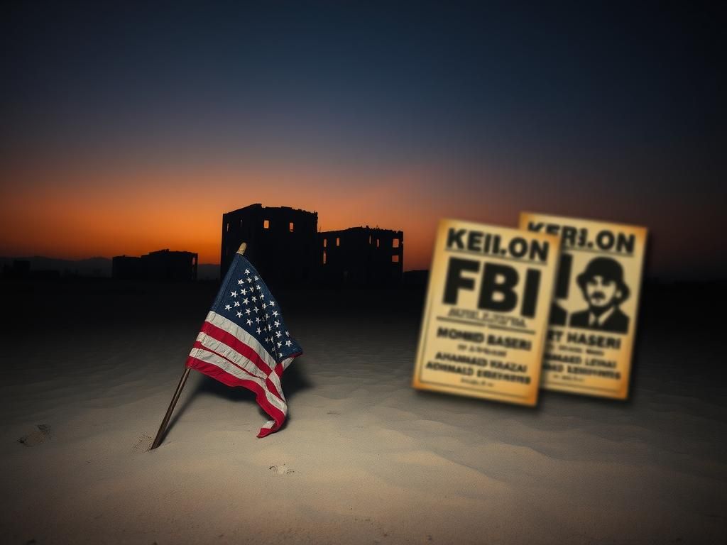 Flick International Empty landscape of Kish Island with a faded American flag symbolizing the search for Robert Levinson