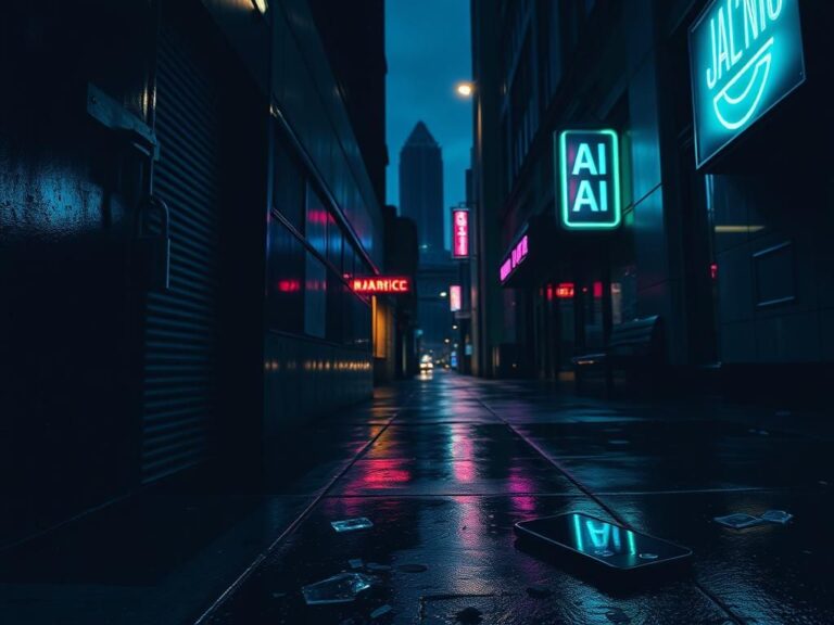 Flick International Shadowy alleyway in downtown San Francisco reflecting neon lights