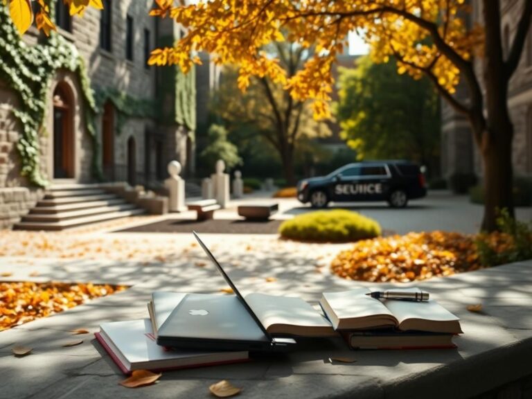 Flick International Barron Trump on NYU campus with autumn foliage and campus buildings