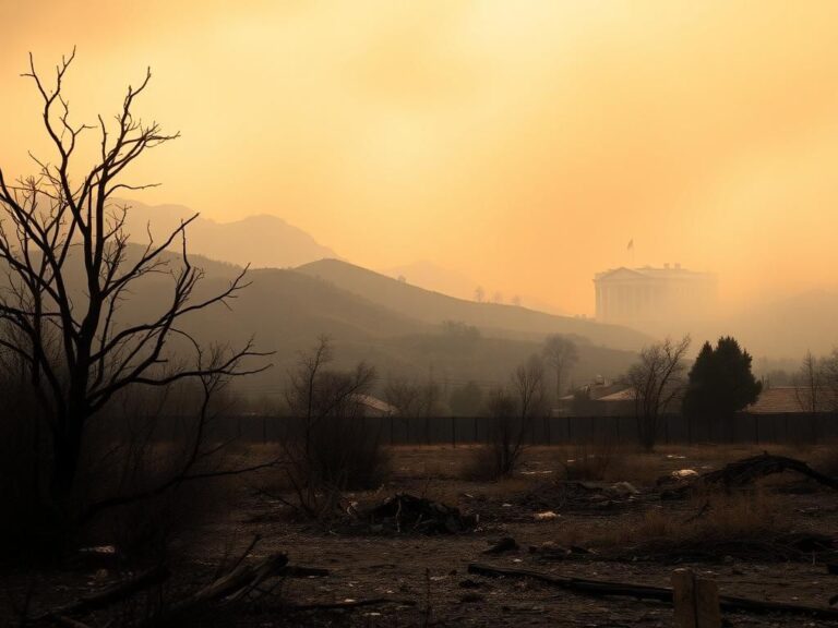 Flick International Aftermath of wildfires in Los Angeles County with charred trees and destroyed homes