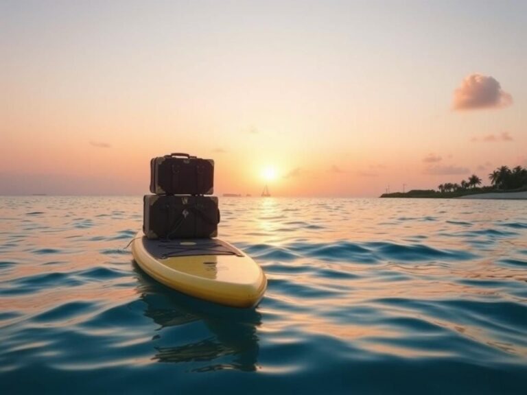 Flick International Chinese migrant on paddleboard with suitcase in tow near Bahamas