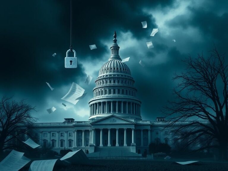 Flick International U.S. Capitol building shrouded in dark clouds symbolizing political turmoil