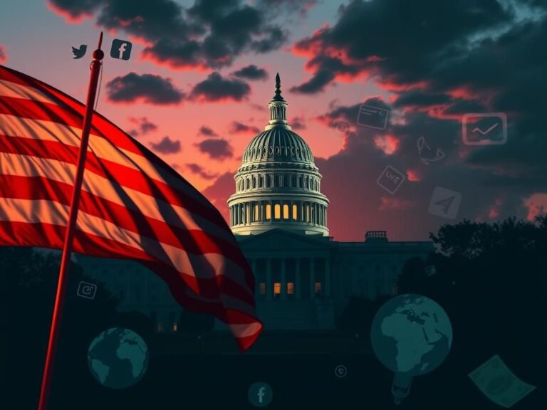 Flick International A dramatic depiction of the U.S. Capitol building at twilight with an American flag in the foreground