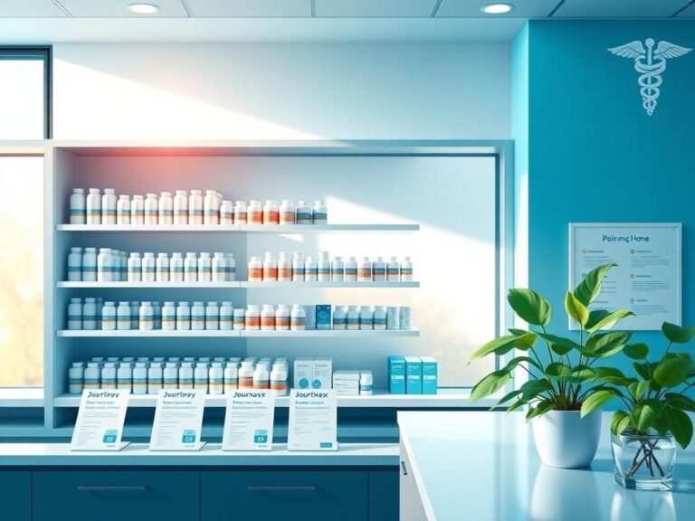 Flick International Modern pharmacy interior featuring opioid-free pain medication