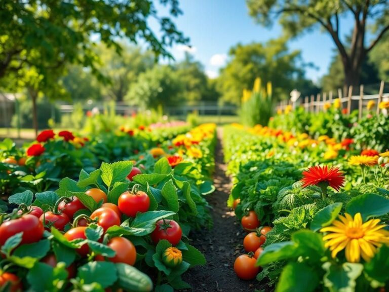 Flick International A vibrant community garden filled with fresh fruits and vegetables symbolizing health and nutrition