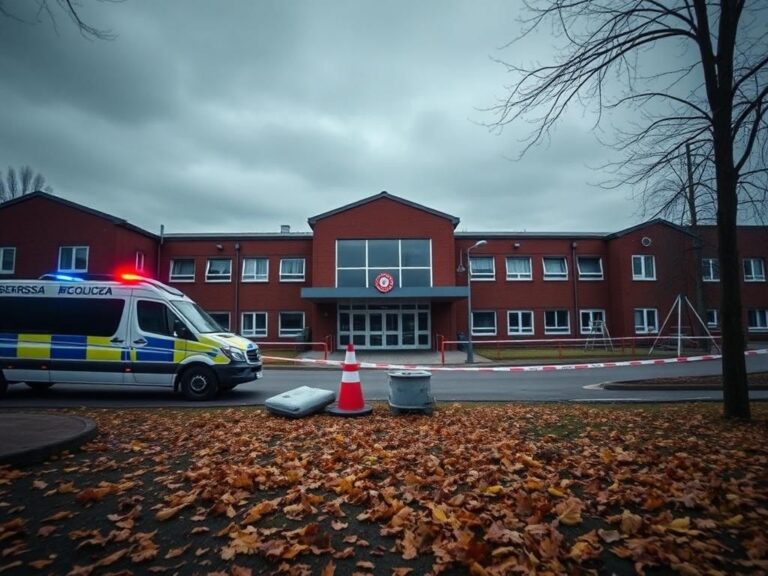 Flick International Exterior view of Risbergska School in Orebro, Sweden, after the tragic shooting incident