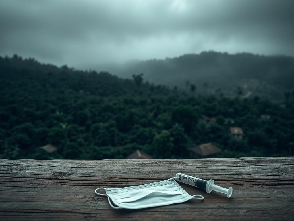 Flick International Landscape depicting rural community in the Democratic Republic of the Congo with empty medical supplies