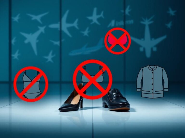 Flick International Abstract representation of airline logos with stylish shoes on an airport floor