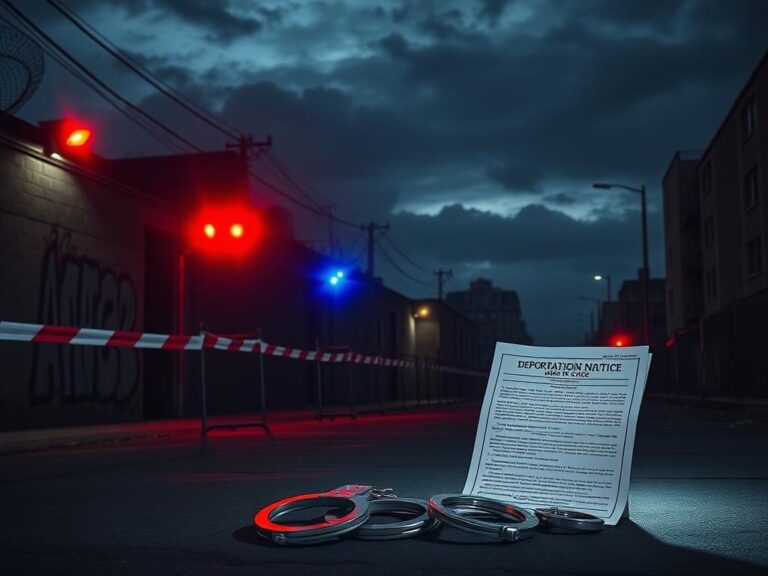 Flick International A somber nighttime scene with police barriers and flashing lights in a deserted urban landscape.