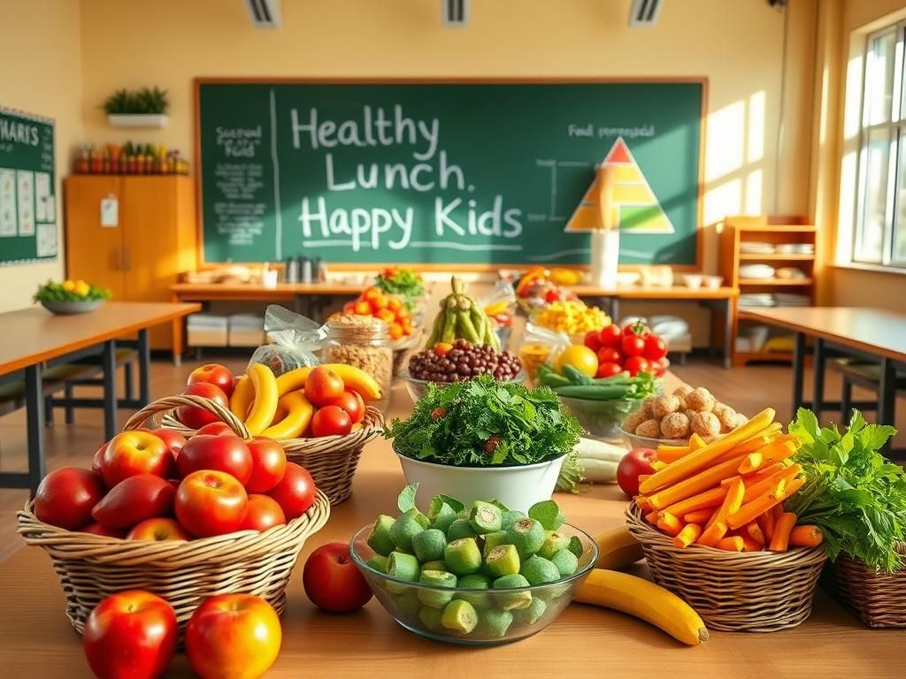 Flick International Vibrant school cafeteria filled with healthy food options