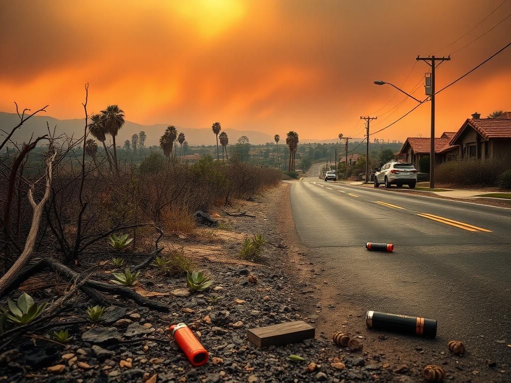 Flick International Charred vegetation and ash-laden ground in a Los Angeles neighborhood affected by wildfires