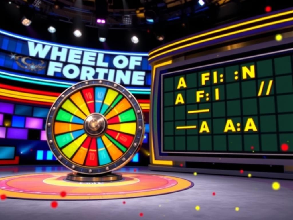 Flick International Vibrant television game show studio featuring a large prize wheel