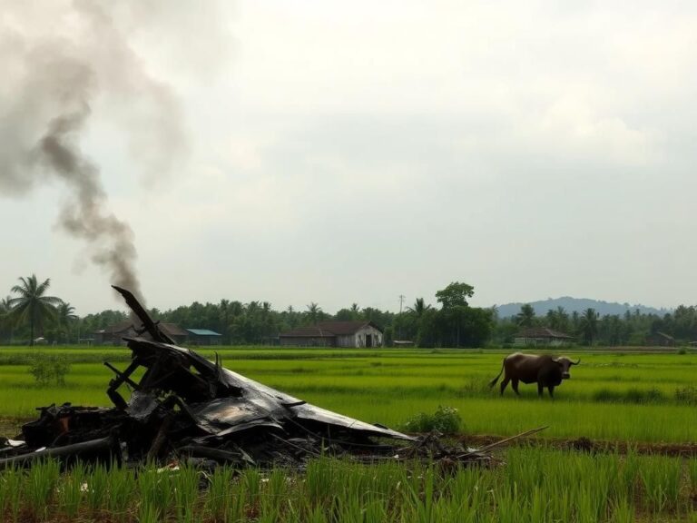 Flick International Burned wreckage of a military surveillance aircraft at a crash site in the Philippines