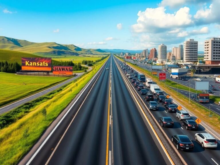 Flick International Scenic view of a highway contrasting rural and urban driving conditions