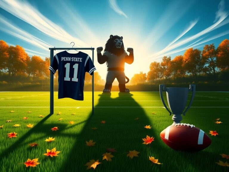 Flick International Dynamic football field at Penn State with No. 11 jersey and Nittany Lion silhouette