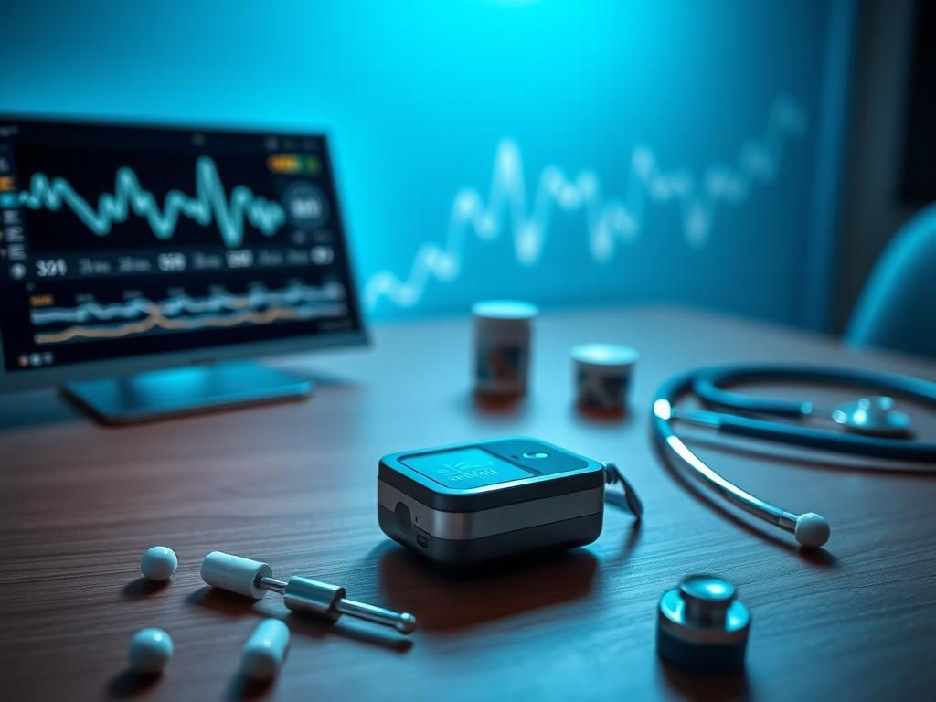 Flick International Close-up view of a sophisticated pacemaker with its components visible